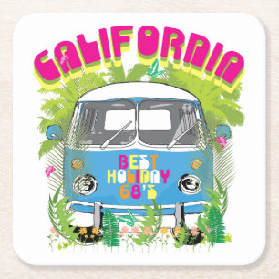 Kalifornien Surfing Van Underlägg Papper Kvadrat