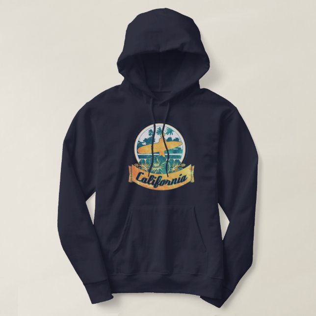 Kalifornien surfingbräda sweatshirt med luva (Design framsida)