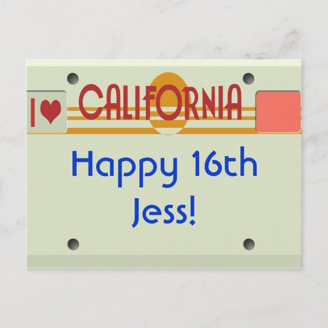 Kalifornien Tallrikar Vykort (Framsida)