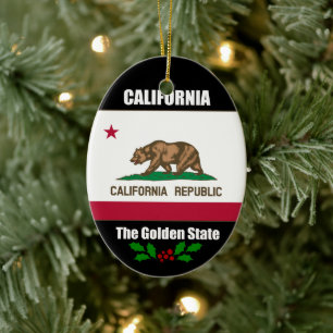 Kalifornien, The Golden State Julgransprydnad Keramik