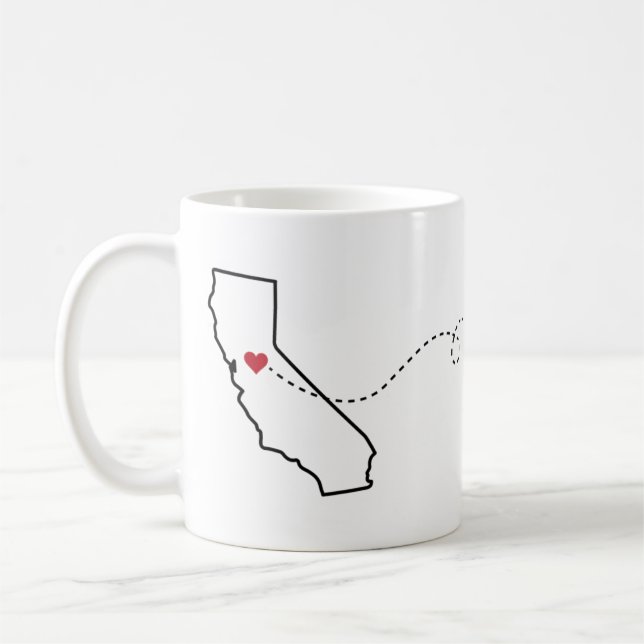Kalifornien till Nebraska - Heart2Heart Coffee Mug Kaffemugg (Vänster)