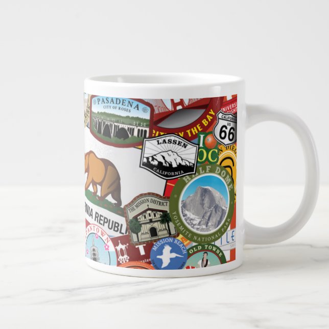 Kalifornien Toppen Sticker Collage Mönster Jumbo Mugg (Höger)