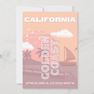 Kalifornien, Travel Art, Preppy, Pastel Julkort