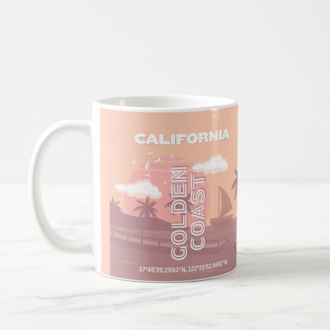 Kalifornien, Travel Art, Preppy, Pastel Kaffemugg (Vänster)