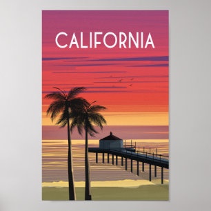 Kalifornien Travel Poster Kaliforniens strand hand