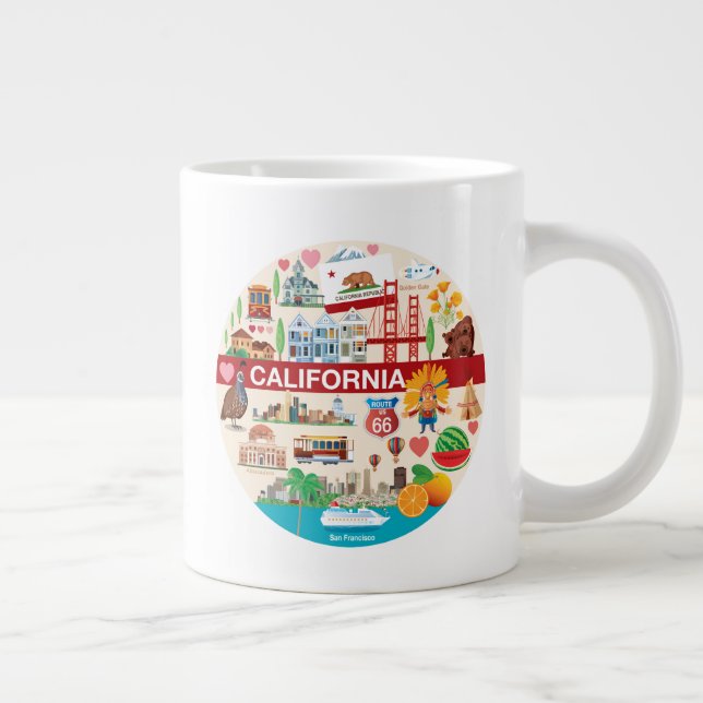 Kalifornien Travels Jumbo Mugg (Höger)