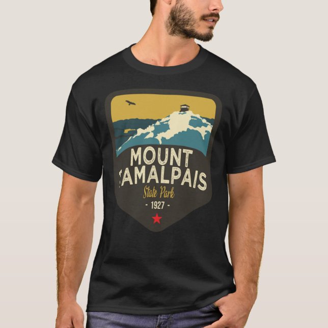 Kalifornien Treasures Badge 9 av 10 - Mount Tamalp T Shirt (Framsida)