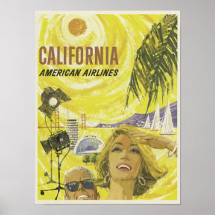 Kalifornien USA Aviation Airline Vintage resor Poster