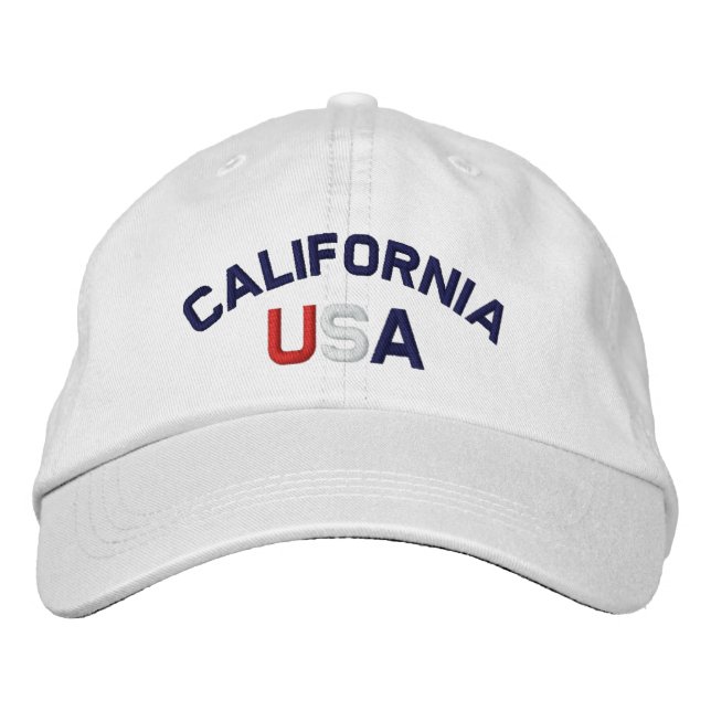 Kalifornien USA Embroiderade White Hat Broderad Keps (Framsida)