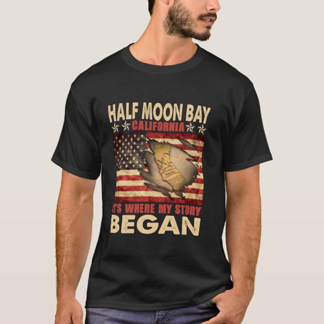 Kalifornien USA flagga 4:e juli, Måne, halv bäcken T Shirt (Framsida)