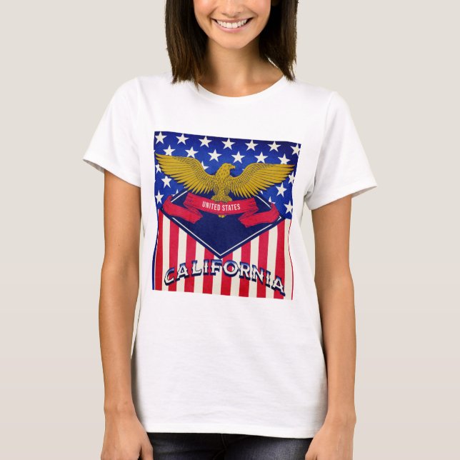Kalifornien USA flagga T Shirt (Framsida)