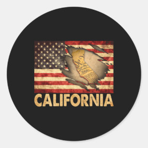 Kalifornien USA Patriotic American Flagga 4:e juli Runt Klistermärke