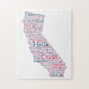 Kalifornien USA Slang Ord Art Karta Jigszle Puzzle Pussel