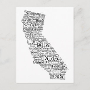 Kalifornien USA Slang Ord Art Karta vykort
