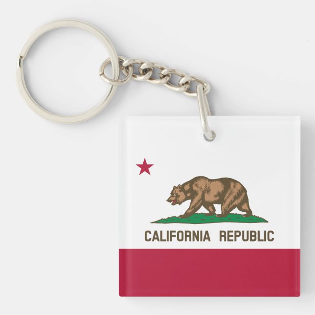 Kalifornien, USA, State Bear Flagga Keychain (Framsidan)