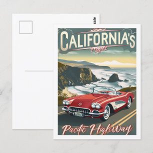 Kalifornien, USA, Vintage Berömd Travel Ställe Vykort
