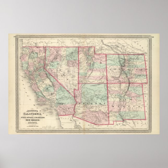 Kalifornien, Utah, Nevada, Colorado Poster (Framsidan)
