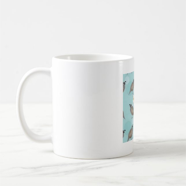 Kalifornien vaktel med blomman mönster kaffemugg (Vänster)