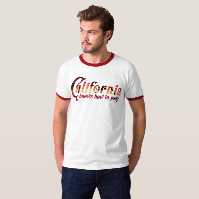 Kalifornien vet hur man festar t-shirt (Hel framsida)