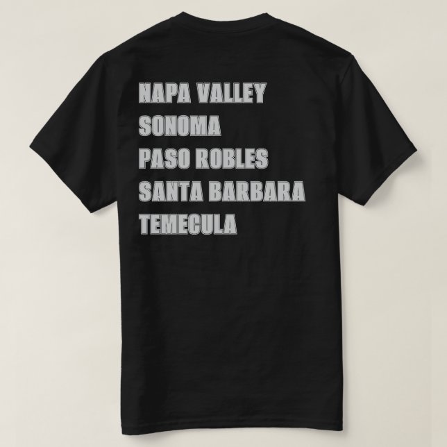 Kalifornien Vin-regionerna Napa Black Front and Ba T Shirt (Design baksida)