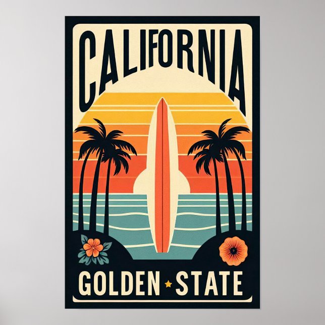 Kalifornien Vintage Reseskylt Poster (Framsidan)