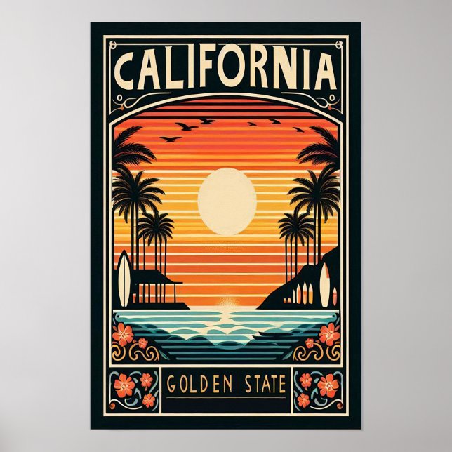 Kalifornien Vintage Reseskylt Poster (Framsidan)