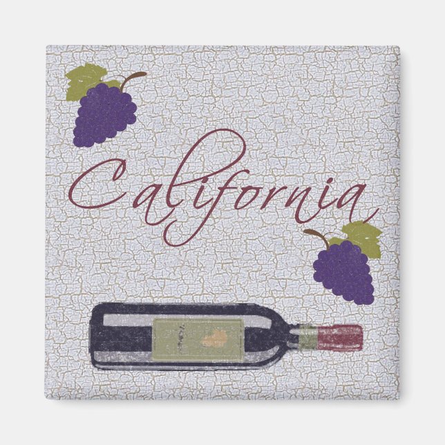 Kalifornien Vintage-vinflaska Magnet (Framsidan)