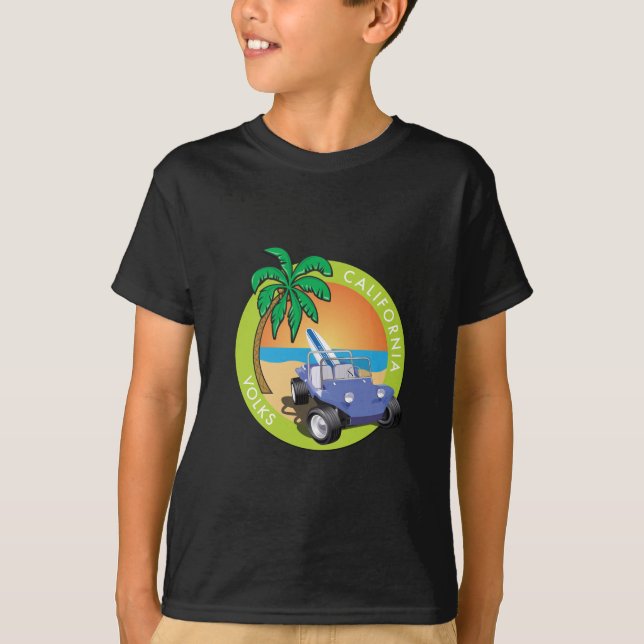 Kalifornien Volks Dune Buggy med Handflatan T-shirt (Framsida)