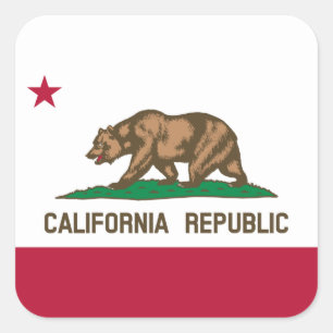 Kalifornienrepubliken Björnflagga: Cali Golden Sta Fyrkantigt Klistermärke
