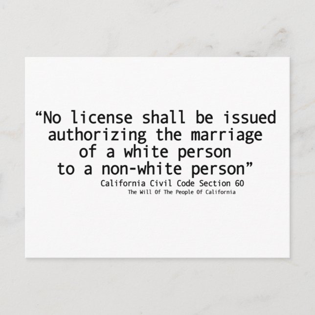 Kaliforniens civillag, sektion 60, vykort (Framsida)