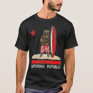 Kaliforniens delstat Surfer Bear Surfing T Shirt