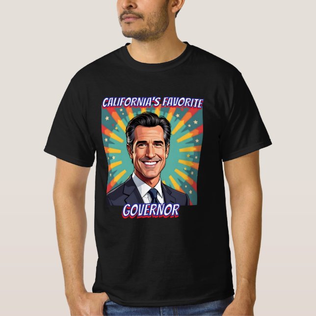 Kaliforniens favoritguvernör | Gavin Newsom T Shirt (Framsida)