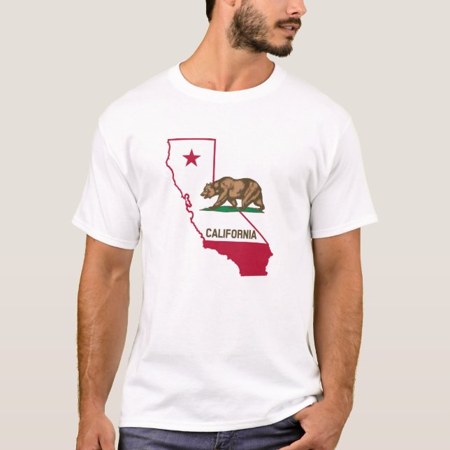 Kaliforniens kontur och Flagga T Shirt (Framsida)