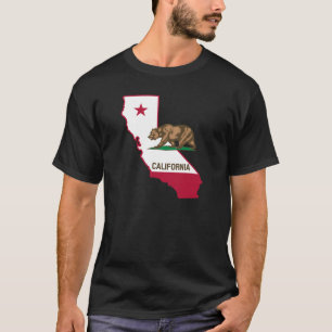 Kaliforniens kontur och Flagga Tee Shirt