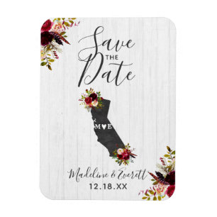 Kaliforniens mål - Rustic - spara datumet Magnet