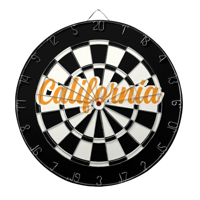 Kaliforniens Orange Black and White Retro Darttavla (Framsidan)