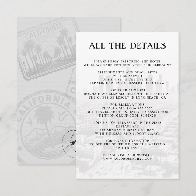 Kaliforniens passinformation tilläggskort (Fram/baksida)