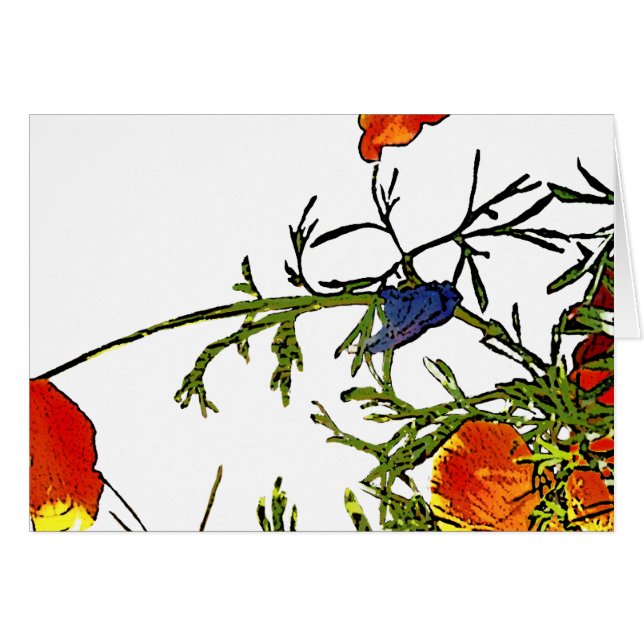 Kaliforniens poppies abstrakt hälsningskort (Framsidan Horizontal)