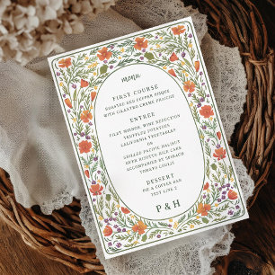 Kaliforniens poppies Illustrated Dinner Menu Card Inbjudningar