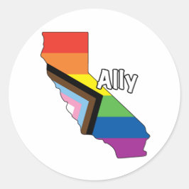 Kaliforniens Pride - Ally Progress-Flagga Runt Klistermärke