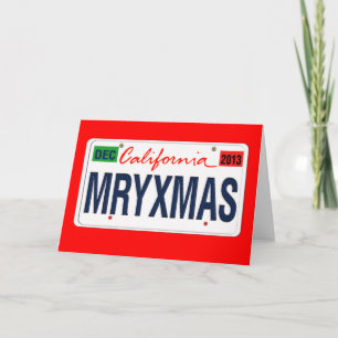 Kaliforniens reviderade licensskylt God jul 2013 Helgkort