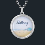 Kaliforniens strand (hav), fiskmås och eget namn silverpläterat halsband<br><div class="desc">Slappna av och kom ihåg den färska saltdoften av havets luft när du bäror den här bedövande pastellfotografiet i personlig namn charm necklace. Detta halsband finns i små, medelstora och stora storlekar, såväl som i kvadratiska och cirkelformade former. Du kan beställa detta halsband i ditt val av sterling silver, silver...</div>