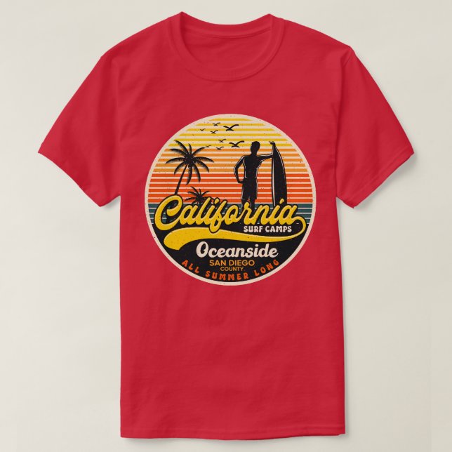 Kaliforniens Surfa Camp Oceanside T Shirt (Design framsida)