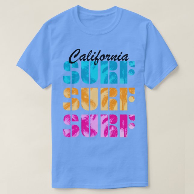Kaliforniens Surfa Surfer Surfing Beach Ocean Summ T Shirt (Design framsida)