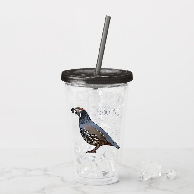 Kaliforniens tecknad av vaktelfågel take away mugg (Baksida Ice)