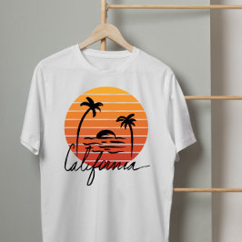 Kaliforniens vintage för sommargrafik, orange t shirt