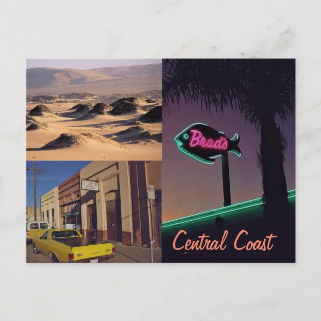 Kaliforniens vykort (centrala Kusten) (Framsida)