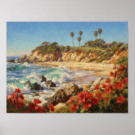 Kalifornienstrand | Impressionistisk kustkonst Poster