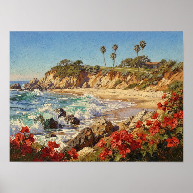Kalifornienstrand | Impressionistisk kustkonst Poster (Framsidan)