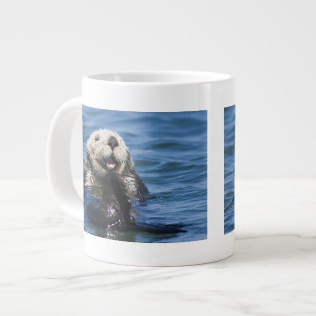 Kalifornisk havsutter (Enhydra lutris) putsar Jumbo Mugg (Framsida vänster)